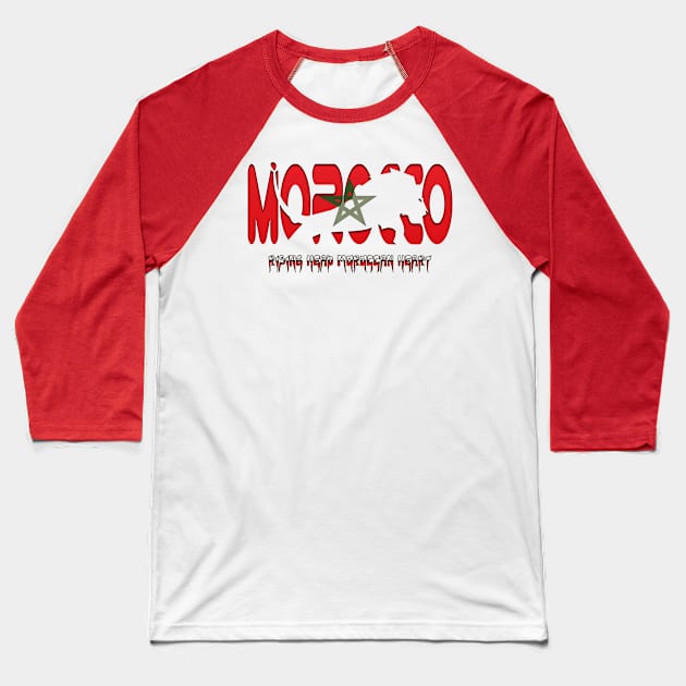 Morocco Gift Rising Head Moroccan Heart Proud Morish Flag Baseball T-Shirt by Mirak-store 